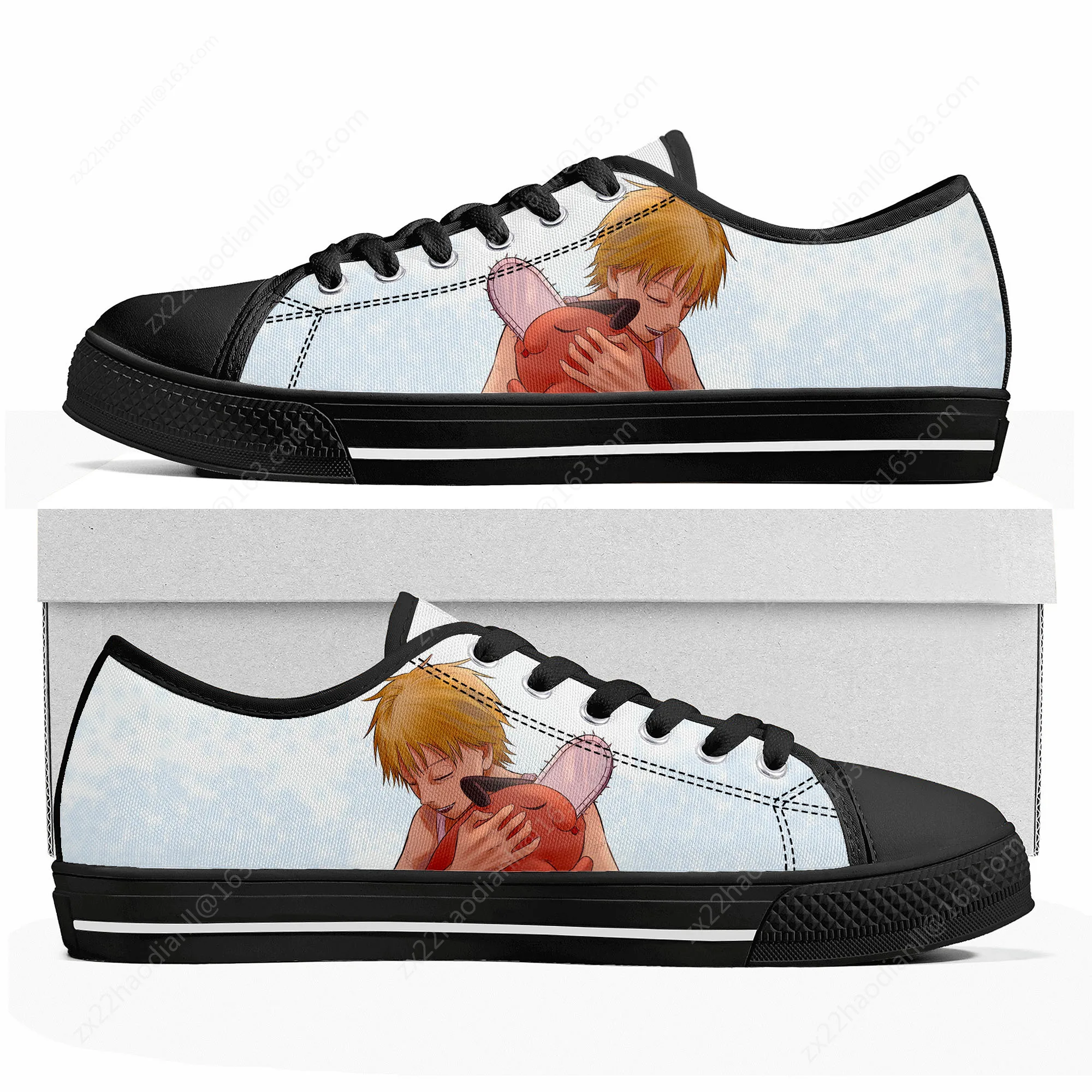 Power Chainsaw Man Pochita Low Top Sneakers Mens Womens Teenager High Quality Canvas Sneaker Casual Couple Shoes Custom Shoe