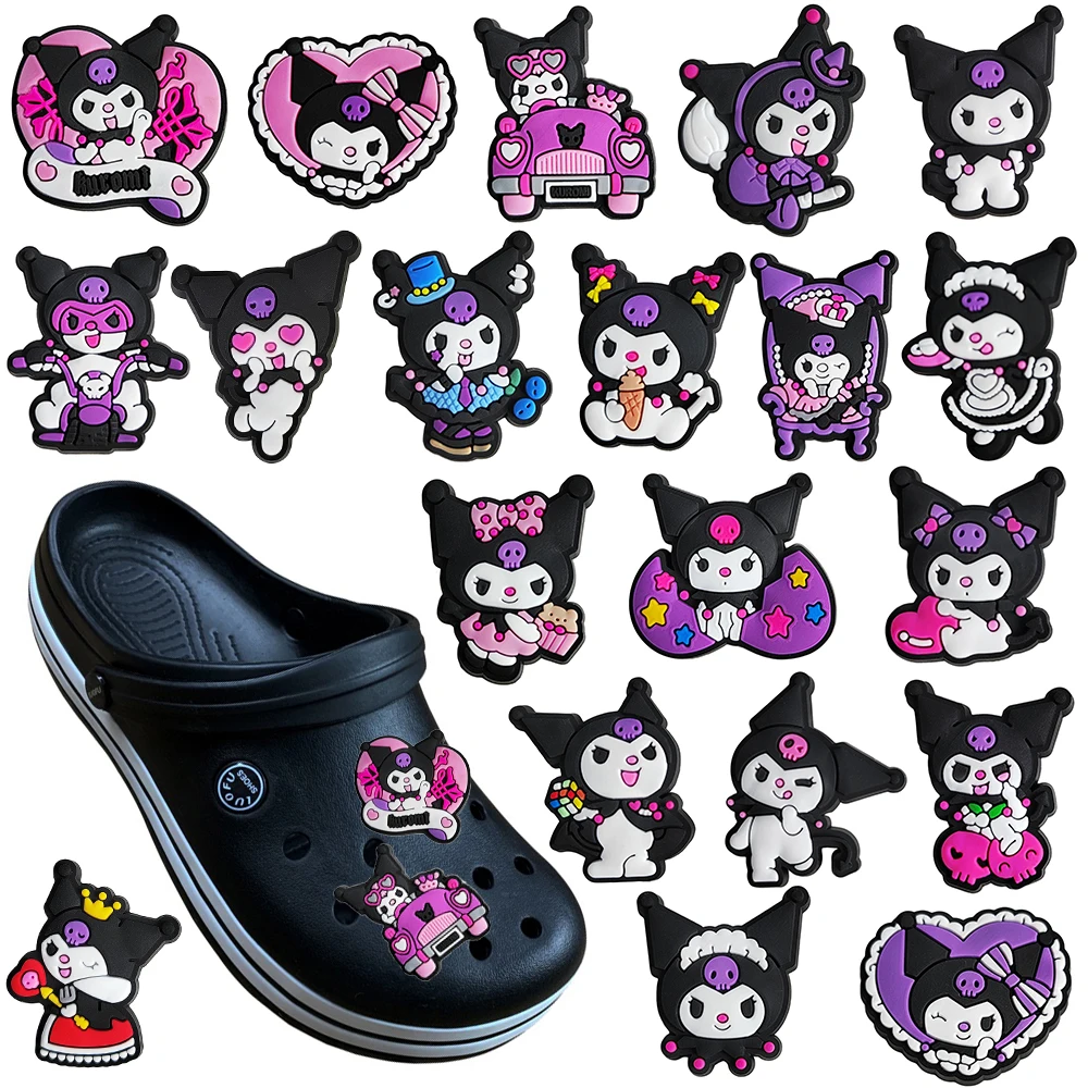 

1-20pcs Sanrio Kuromi series Shoe Charms Buckle Cartoon Shoe Decoration PVC Clog Sandal Accessories Kids Party Gifts