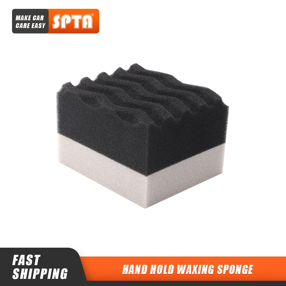 

SPTA Car Detailing Hand Sponge Wave Durafoam Contoured Applicator Pad For Tire Waxing And Crystal Coating