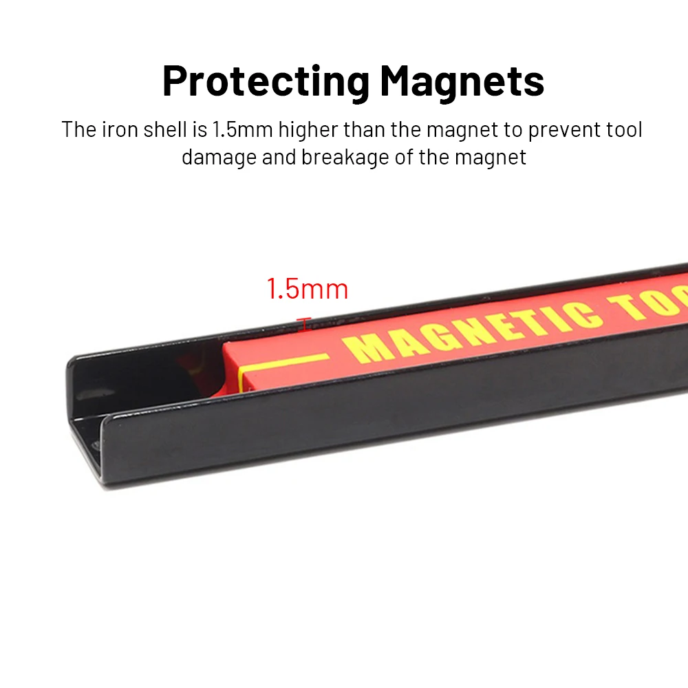 8/12/18 inch Magnetic Holder Metal Tool Hardware Kitchenware Magnetic Strip Organizer Rack for Workshop Garage Home