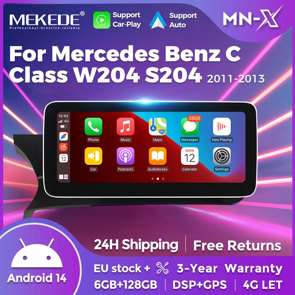 MEKEDE 10,25 zoll Drahtlose Carplay Android Auto Auto Radio Für Mercedes Benz C-Klasse W204 2011-2014 NTG4.5 multimedia-Player 4G BT