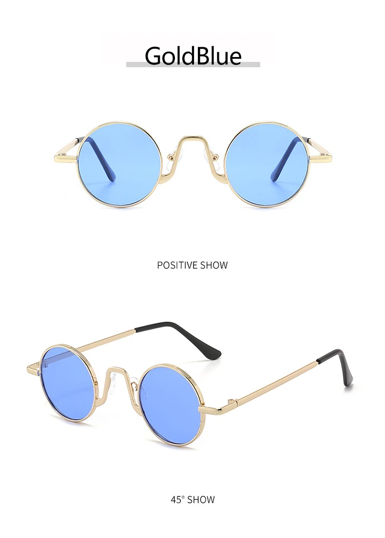 Literarische Retro-Sonnenbrille mit Kleinem Rundem Rahmen, Unisex Metallrahmen, Personalisierte Hip-Hop-Sonnenbrille 1055 – Detail 11