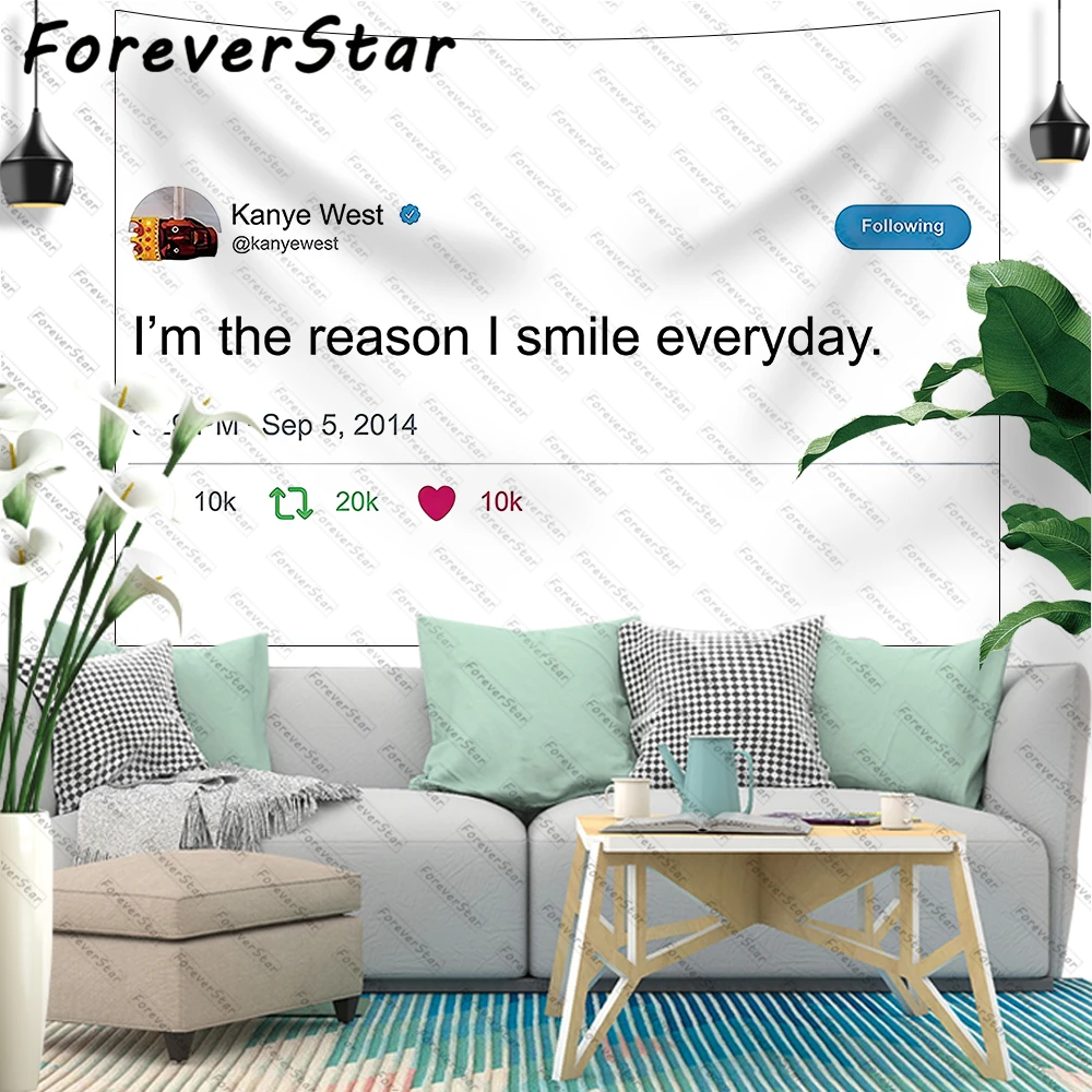 Foreverstar Funny Kanye West Rapper Tweet Tapestry Wall Hanging Bedroom