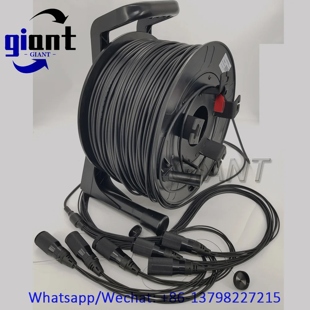 OM4,12C,MM 아머드 케이블, 12코어 250M TPU 6.0mm 블랙 PDLCUPC to PDLCUPC 광섬유 패치 코드 릴 포함 PCD380