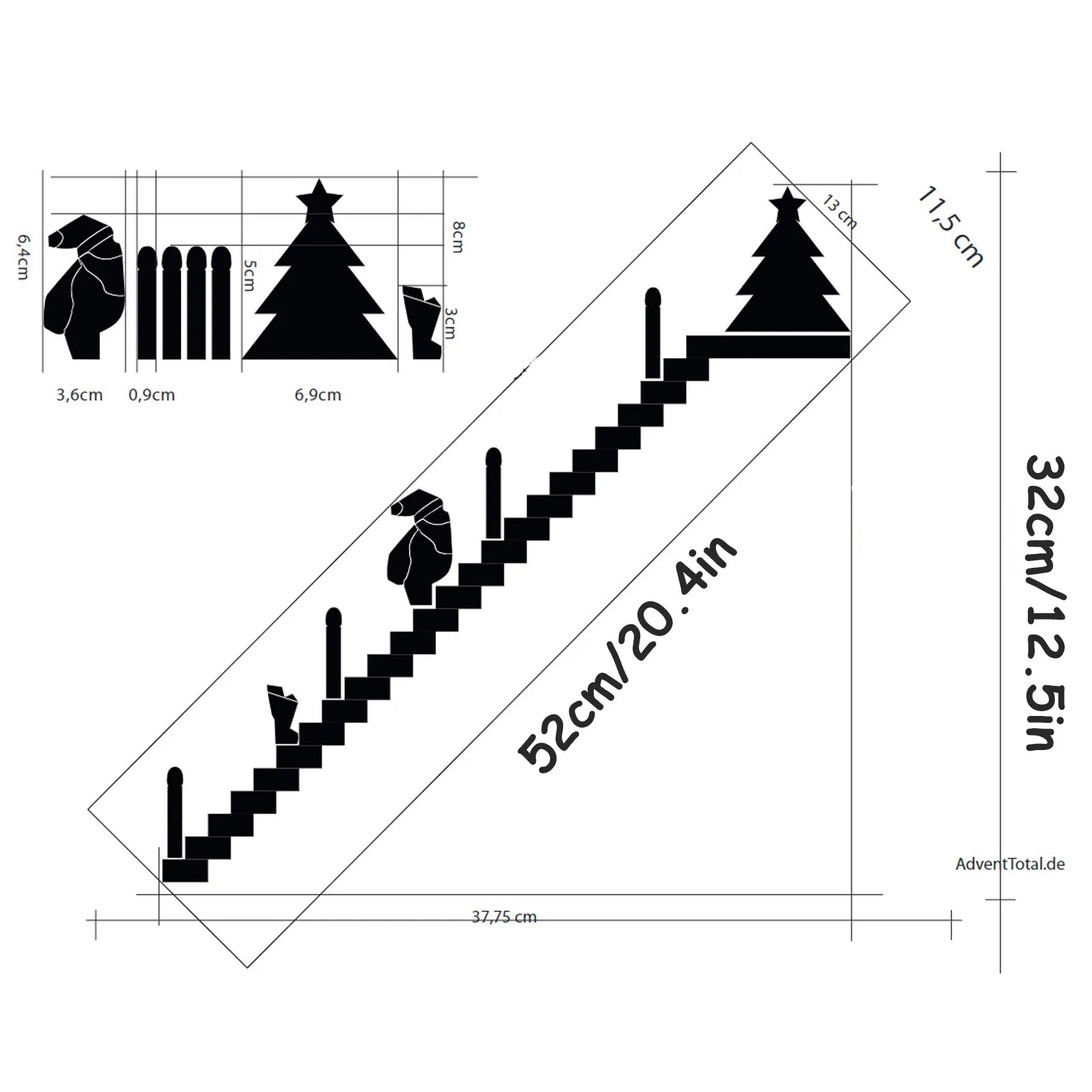 Christmas Advent Calendar Wood Stairs Climbing, Santa's Staircase Countdown Calendar, Santa Climbing Staircase Advent Calendar
