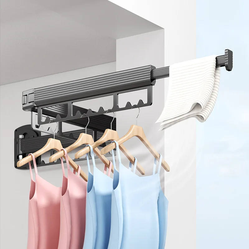 

Wall Mount Clothes Drying Rack Foldable Heavy Duty Retractable Closet Laundry Hanger Rotating Folding Extendable Clothesline