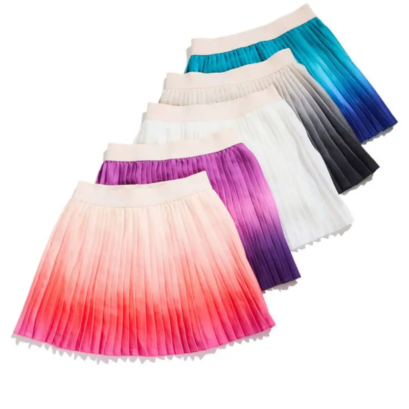 Children Girls Tennis Skirt Gradient Color Pleated High Waist Skirt Casual tie-dye Mini A-Line Skirt Built-in Bottoms 3 S24dc7eddd159422e92a29fc6ea4800d5e