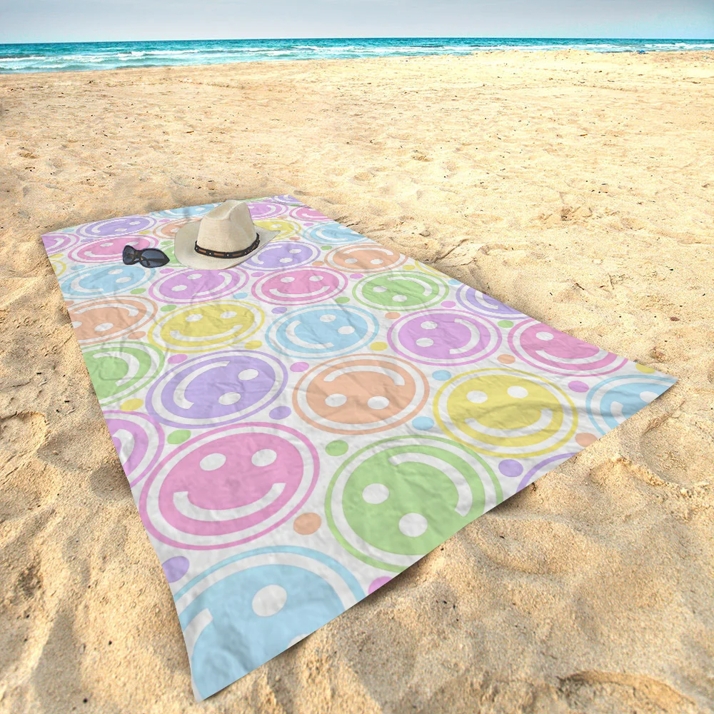 Smiley Faces Towel Microfiber Beach Towel Absorbent Quick dry Soft Yoga Swimming Resort Mountain Climbing Towel 3