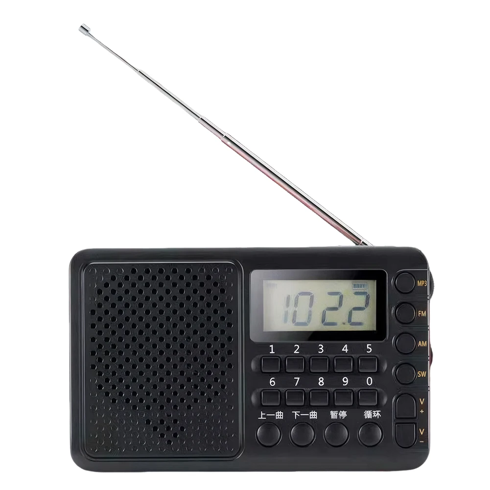 LED 스크린 디스플레이가 있는 휴대용 FM/AM/SW 수신기 포켓 라디오, TF 카드 USB 드라이브 지원, 가정 및 야외용 MP3 음악 플레이어