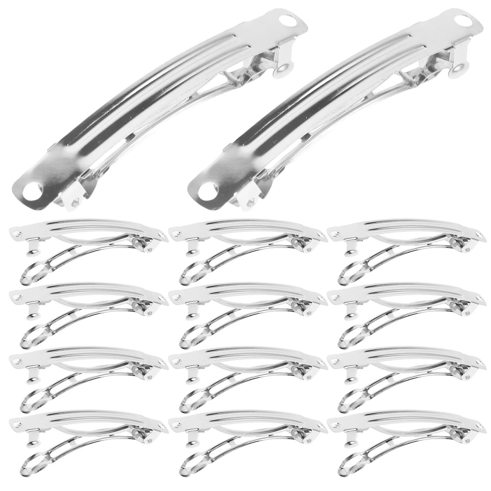 50Pcs 한국 스타일 봄 헤어 클립 DIY 실버 프렌치 바레트 클립 블랭크 스냅 바레트 헤어 스타일링 액세서리