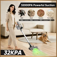 Aspirateur sans fil LAMZIEN V12PRO, 32000PA/40 min d'autonomie, filtration HEPA efficace, avec phare LED vert, brosse anti-emmêlement en forme de V pour sols durs, tapis et poils d'animaux 2