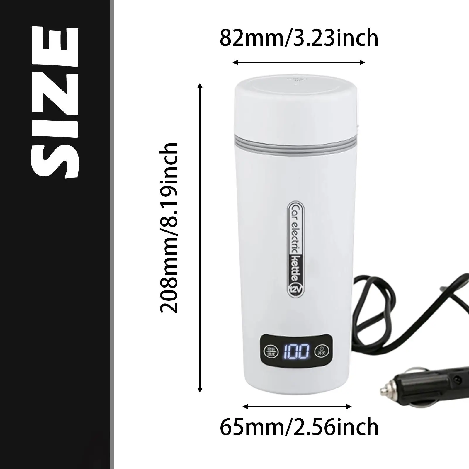 차량용 전기 주전자 온도 표시 가열 음료컵 12V/24V