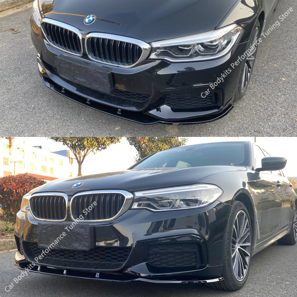 FÜR 3PCS Auto Frontspoiler Anti-Kollision Zubehör NEUE BMW 5 Serie G30 PU  Material Separator Schwarz Körper kit BMW5 2021 2022 - AliExpress