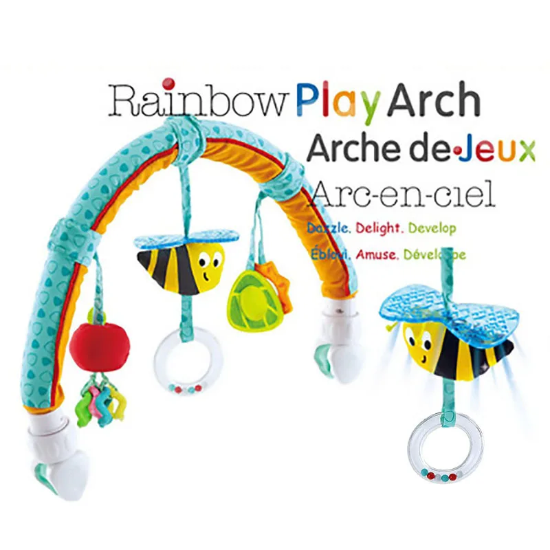 Infant Baby Stroller Arch Toy Play Bar Fun Newborns Sensory Activity Adjustable for Bouncers and Car Safe Seat Bed Hanging Toys 6