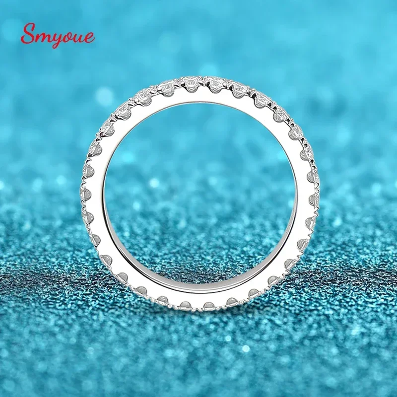 Smyoue 0.9Ct 2Mm Anello Moissanite Per Donna Uomo Full Enternity Match Wedding Diamond Band 100% 925 Anelli Impilabili In Argento Massiccio