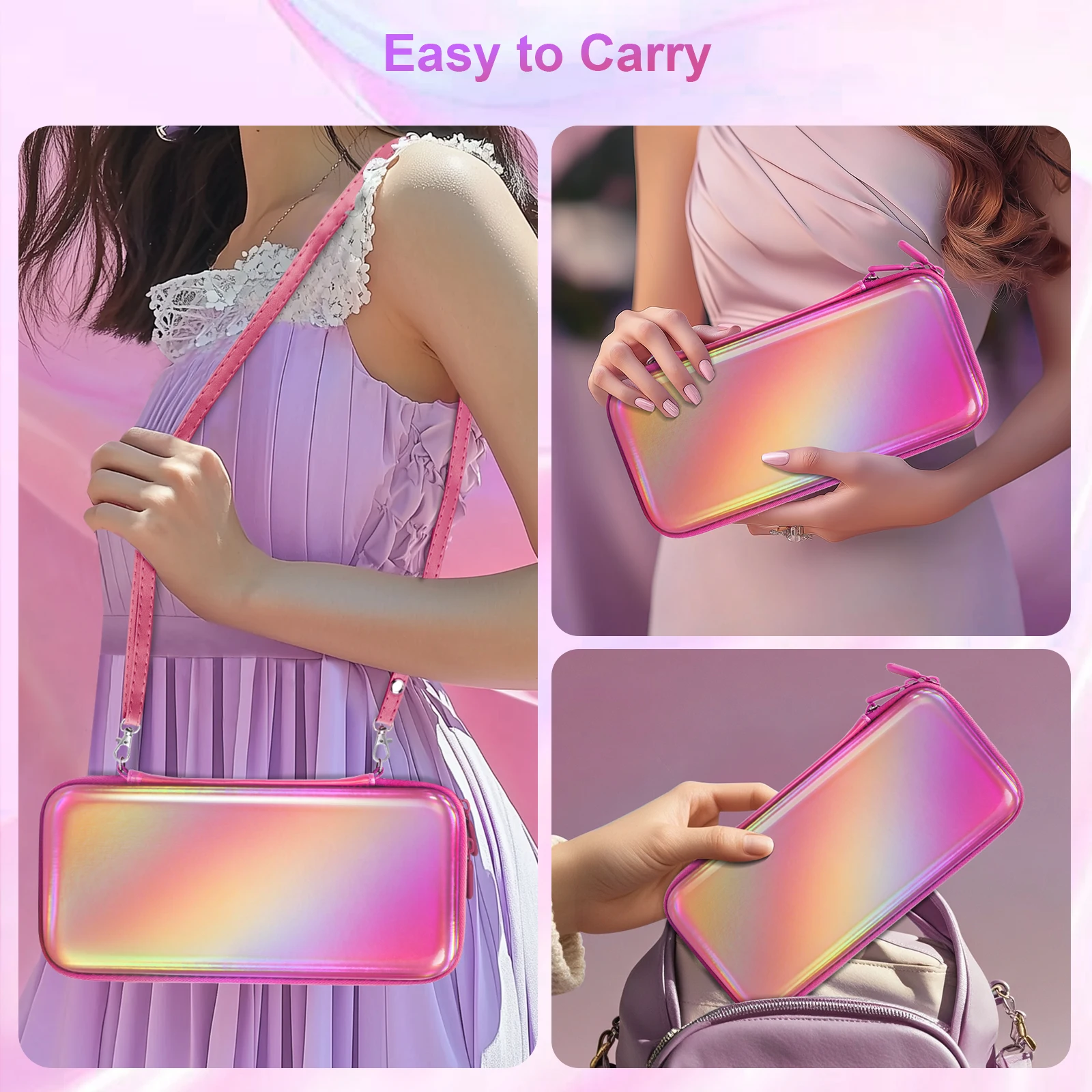 닌텐도 스위치 OLED용 패셔너블 여행용 보관 가방, 보호용 광택 휴대용 케이스, 소녀 소년 게임 액세서리