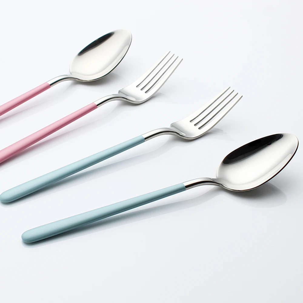 2024 물방울 은식기 세트, 스테인리스 스틸 18/8 탑 미러, 매트 광택제 페인팅 핸들, 주방용 커트레이 용품, 4 in 1