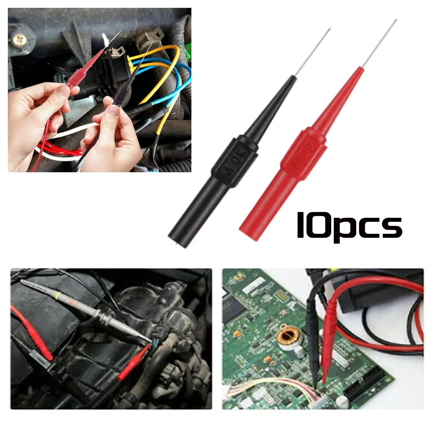 multimeter test leads 10/20pcs Multimeter Test Lead Extention Back Probes Sharp Needle Micro Pin Stainless Steel Tipped Tip for Banana Socket Tester