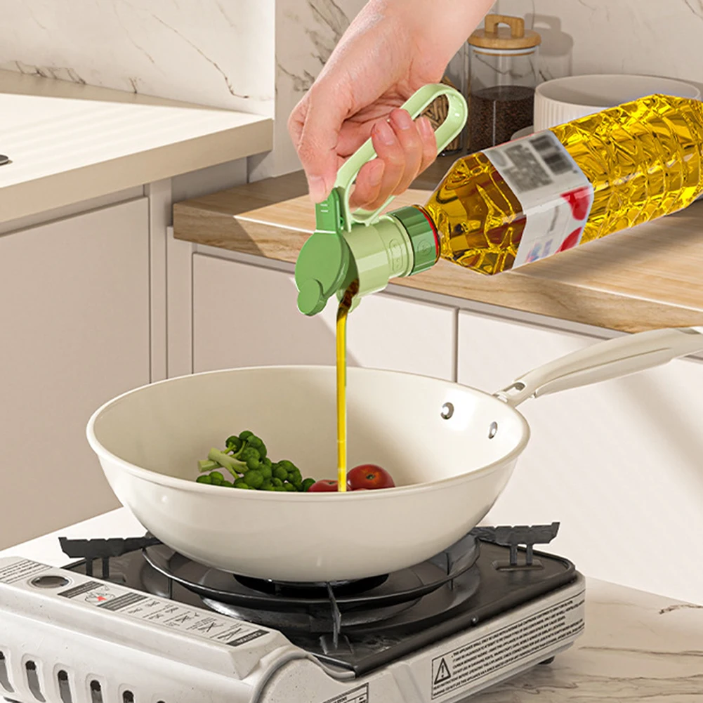 Oil Pourer Spout Food Grade Oils Bottle Stopper Cap Leak-Proof Dispenser Carry Handle Press Deflector Cup Cover Seasoning Nozzle