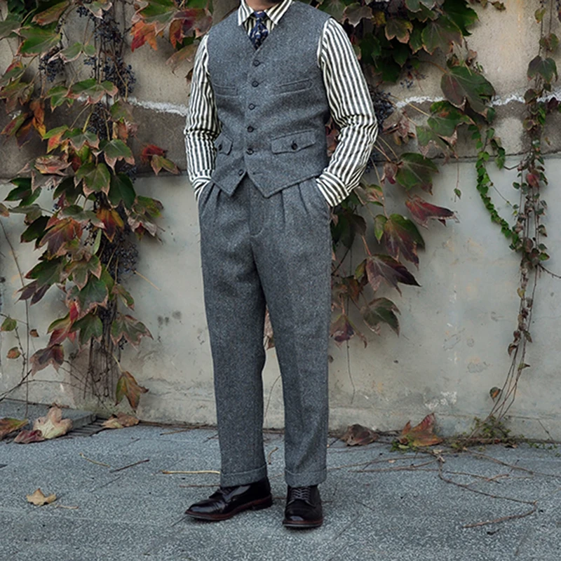Tweed Vest Wool Vest Wedding Grey Tweed Vest Wedding Vests For Men - Main Image