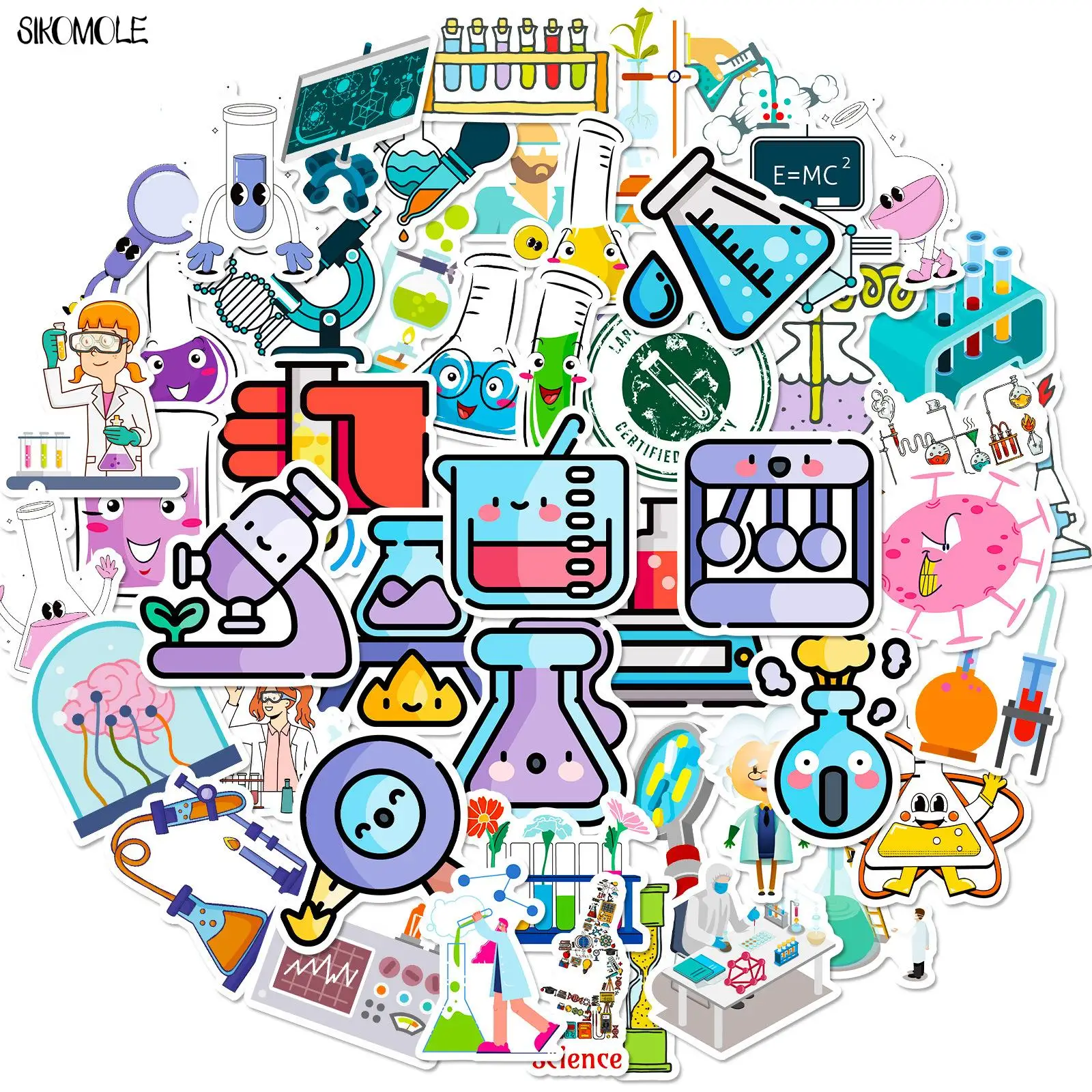 10/30/50pcs Cartoon Wissenschaftler Aufkleber Labor Wissenschaft Labor Kinder DIY Gepäck Koffer klassische Spielzeug Aufkleber Graffiti Aufkleber Pack