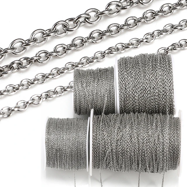 10Meters Stainless Steel Chain Roll O Shape Link Cable Cross Chains for Bracelet  Necklace DIY Jewelry