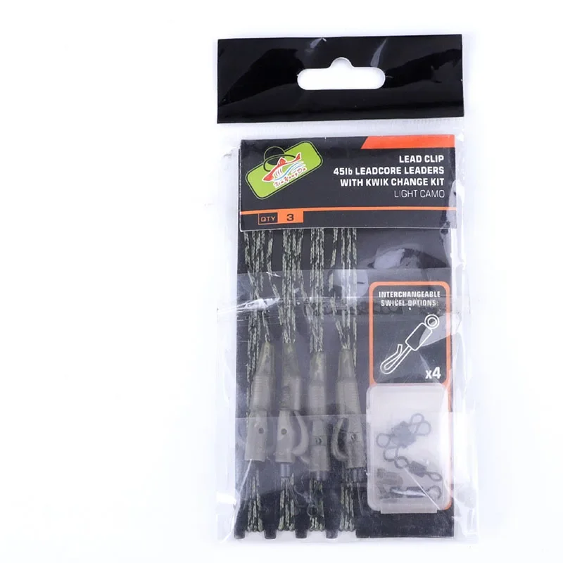 4 leaders plombés pour pêche à la carpe 50/70/80/100cm, accessoires Ronnie Fishing Group hybrides