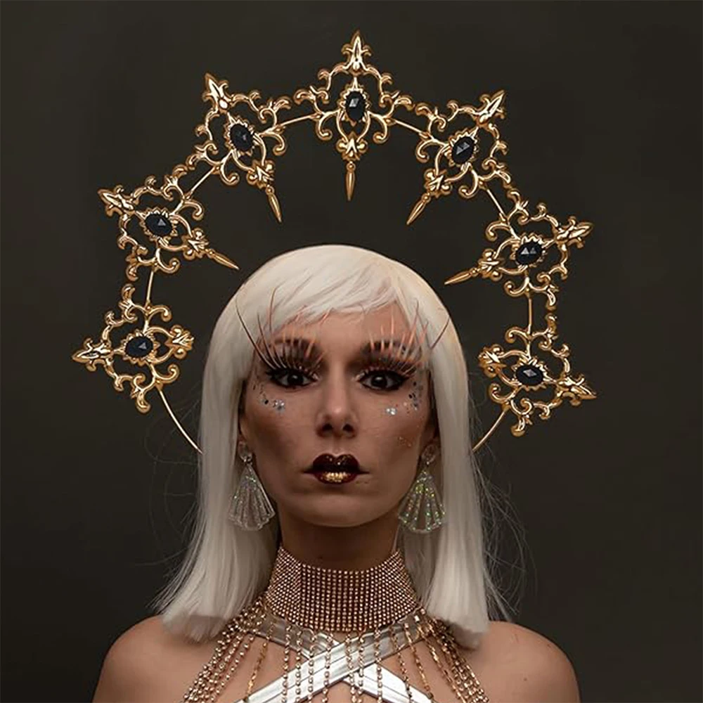 Frauen Krone Kopf bedeckung Hochzeit Kopf bedeckung Cosplay Mädchen Metall Halloween Karneval Party Stirnband Kostüm Requisiten Geschenke – Detail 5