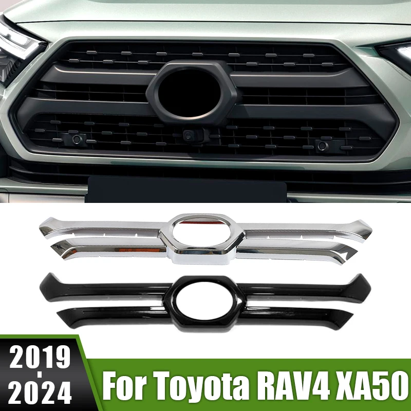 

For Toyota RAV4 XA50 2019 2020 2021 2022 2023 2024 RAV 4 Hybrid Car Front Bumper Center Grill Decoration Cover Logo Trim Sticker