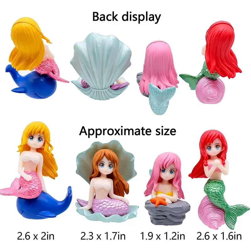 Mermaid Figurines for Aquarium Fish Tank Little Mermaid Ornament DIY Cake Decor Desk Craft Accessories Home Decorations fish tank ornaments fish tank decorations aquarium ornaments