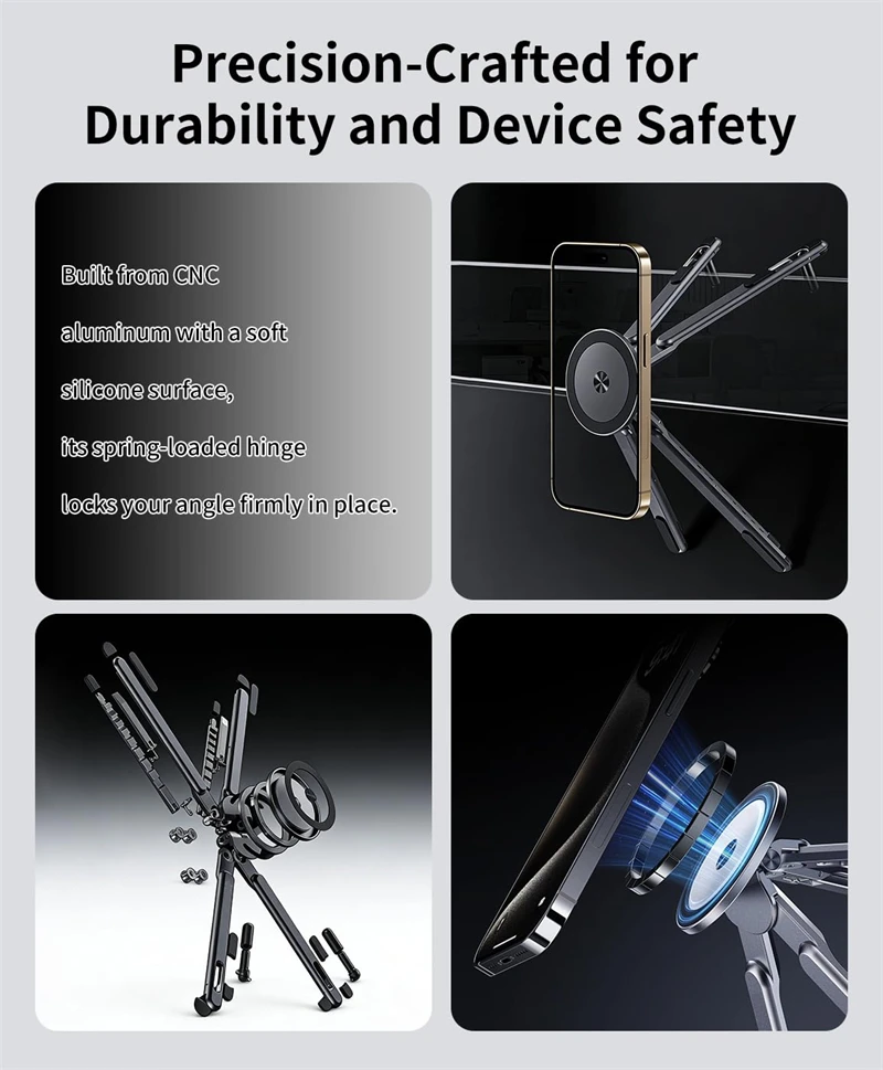 Ergonomic Aluminum Portable Foldable Laptop Stand with 8 Adjustable Heights