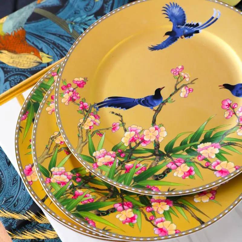 

European plate bone china plate domestic ceramic Western food Chinese and American luxury
