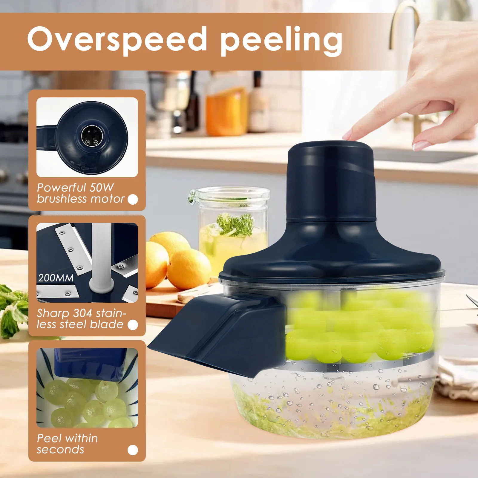 Electric Grape Peeling Machine Electric Fruits Peeler Rechargeable Automatic Garlic Peeler for Kitchen Vegetable and Fruit Tools