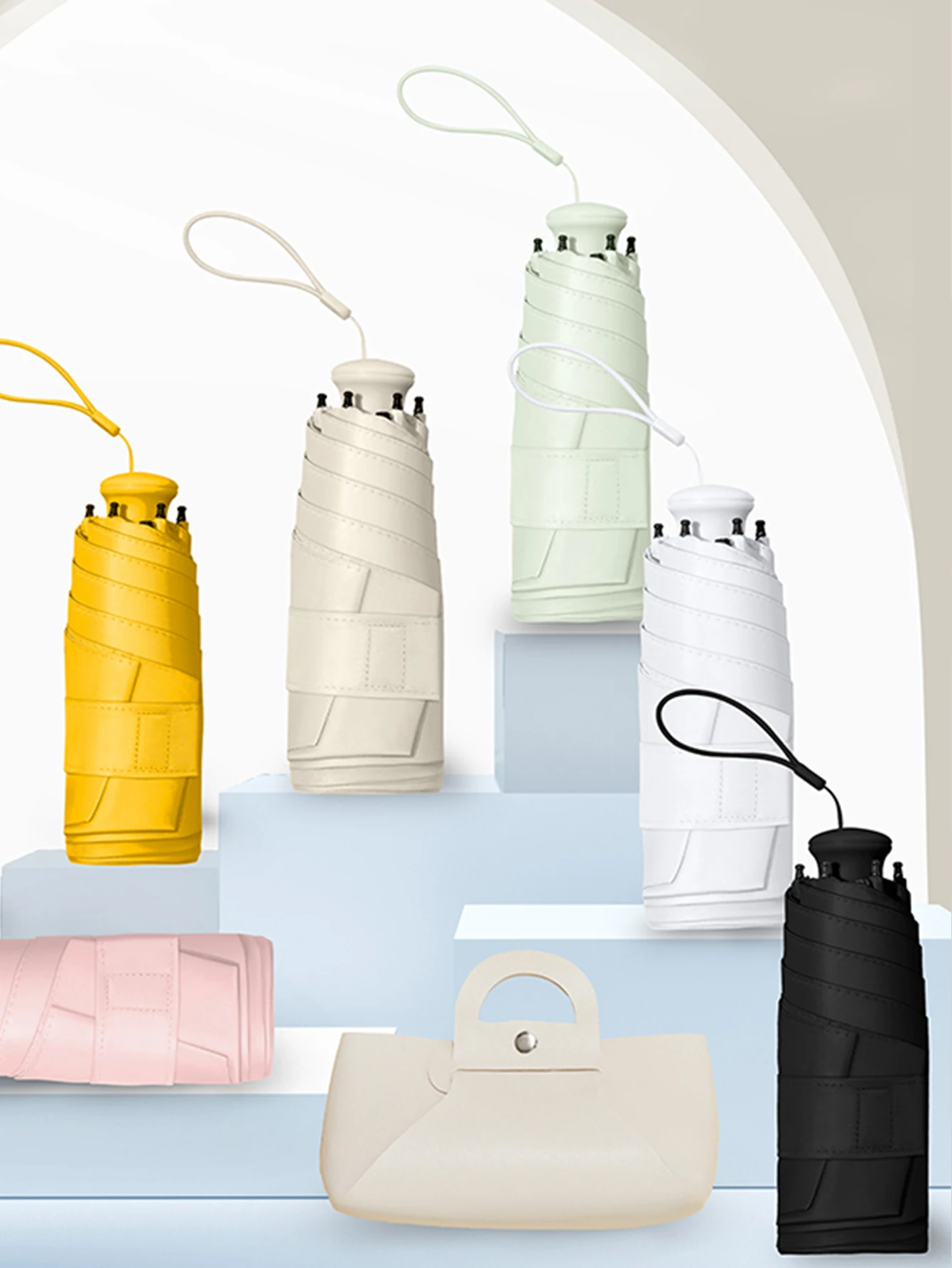 Mini Umbrella Xiaomi Mini Sunshade Sunscreen Rain Umbrella Capsule Portable Black Rubber Alloy Handle Foldable Sun Rain Dual Use mini umbrella,folding umbrella,mini sun umbrella
