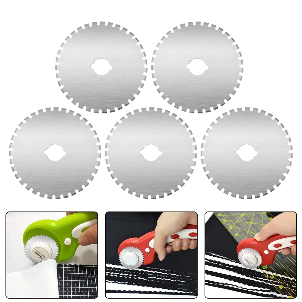 

5 Pack 45mm Rotary Cutter Blades Skip Blade Perforator Rotary Cutter Blades Fits Fiskars Olfa For Paper Crochet Edge Projects