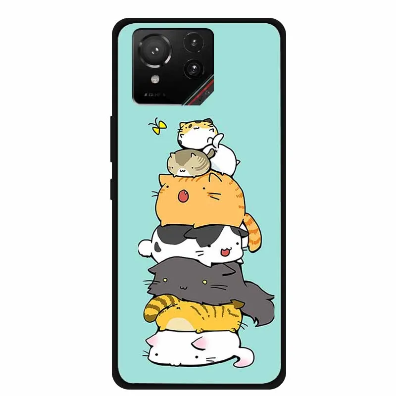 Cartoon Printed Soft Black Silicone Phone Case