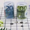 Creative Euro Dollar Metal Cylinder Piggy Bank Saving Money Box Home Decorations Tinplate Material Coin Bank Money Boxes 5