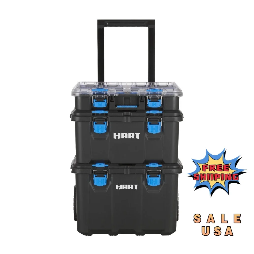 

Stack System, Mobile Toolbox for Storage and Organization, 3 Piece Resin Plastic Modular Toolbox System