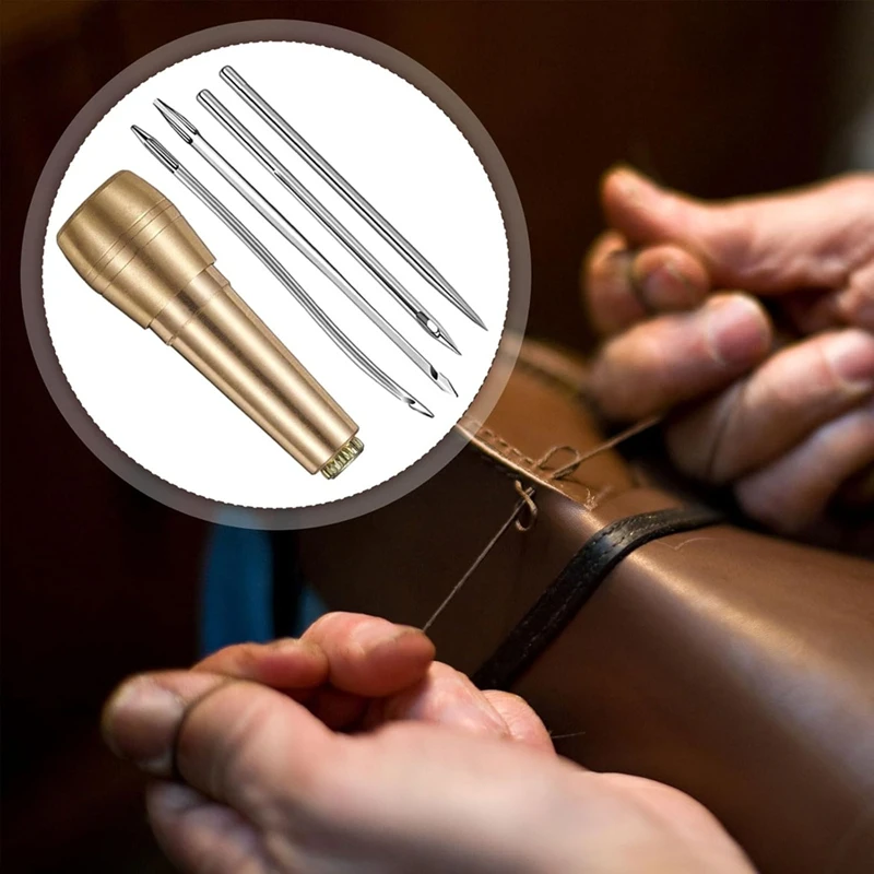 AT02-Leather Sewing Cone Set, 52 Pieces Leather Sewing Straight Needle And Curved Crochet Shoe Canvas Repair