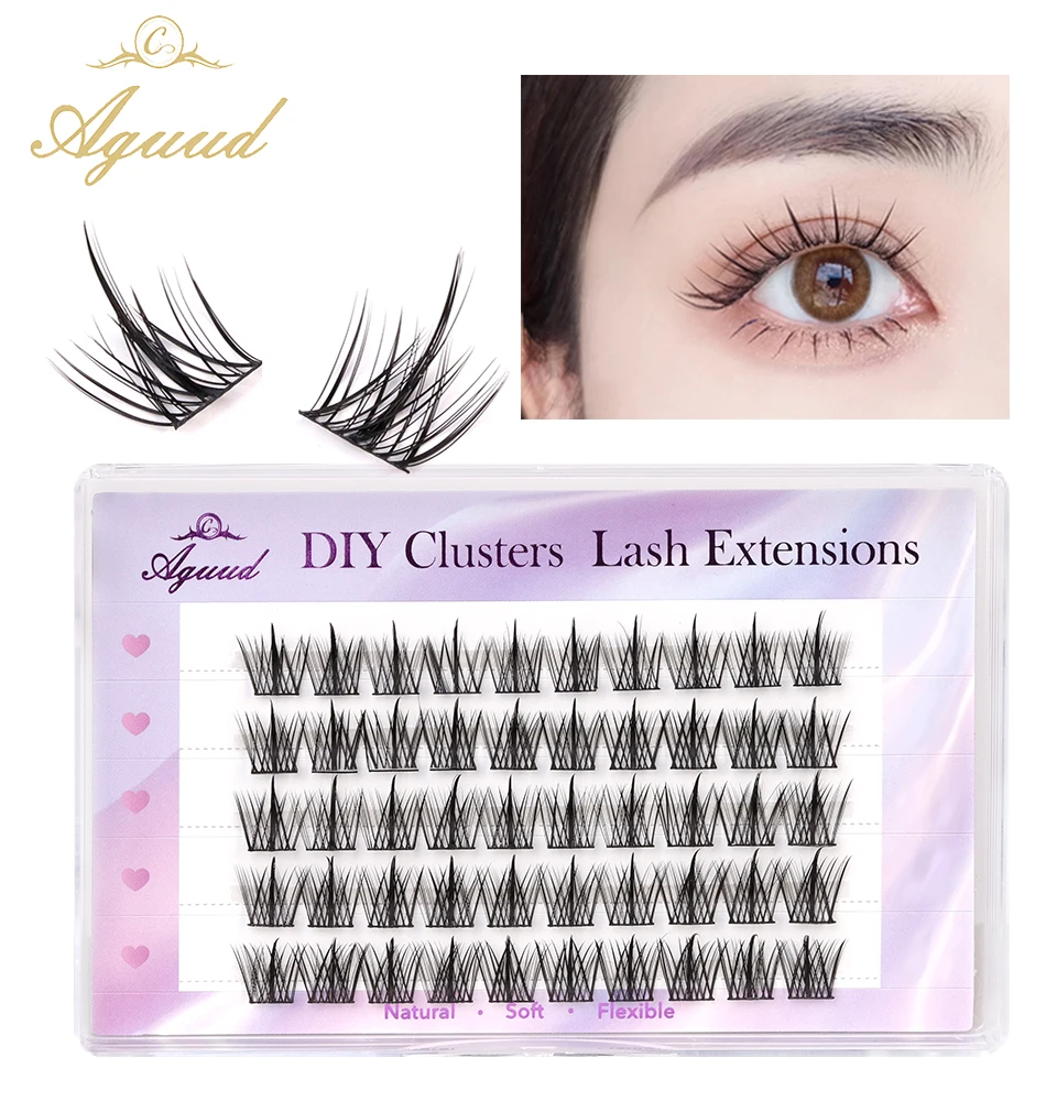 

Aguud 8/10/12/14/16mm DIY Lash 3D Volume Fans Premade Fan Individual Natural Segmented Eyelashes DIY Lash Clusters Extensions