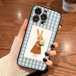 Checkered Grid Cute Animals Pattern Phone Case Cover - 7Plus or 8Plus (Black XQXDW 1)