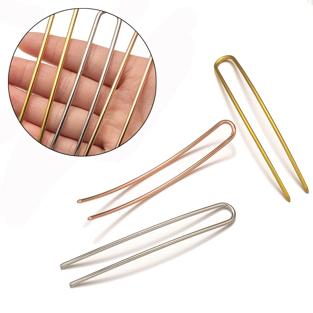 1/5Pcs Metall Französisch U-Förmigen Haar Gabel Elegante Lange Dicke Haar Hochsteckfrisur Dutt Einfache Haarnadel für Frauen Mädchen Haar Schmuck Zubehör