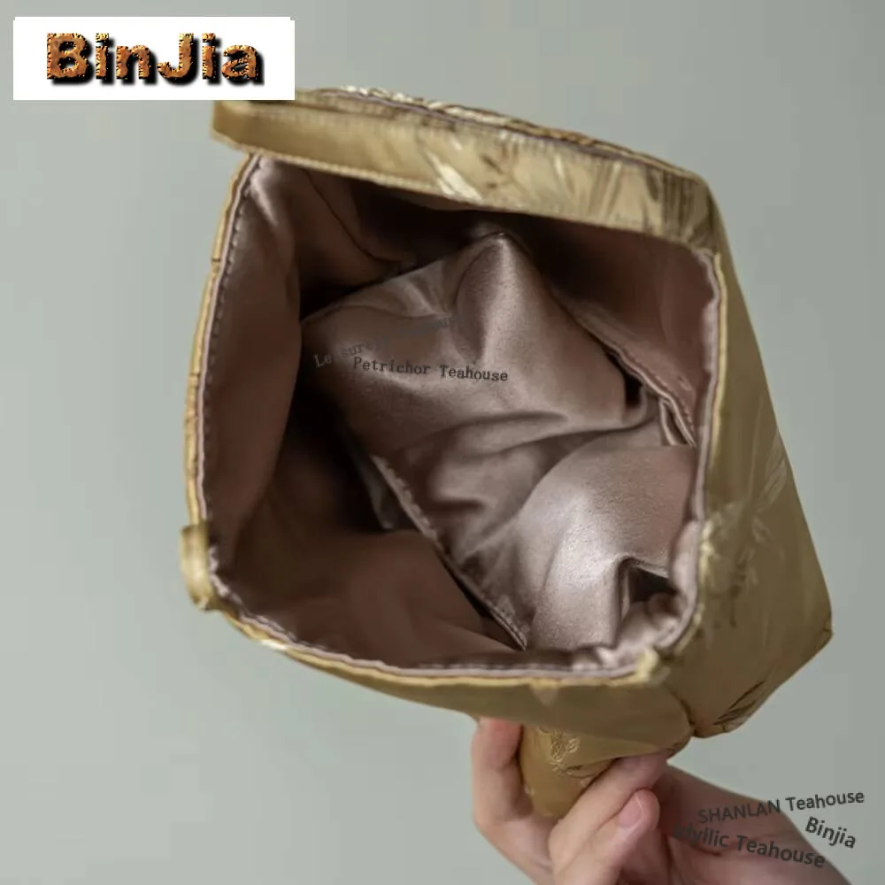 브로케이드 휴대용 차 세트 보관 가방, 부티크 꽃 차 코지, 고대 차, 아늑한 티팟 여행 차 세트 가방, 티 세트 아이템