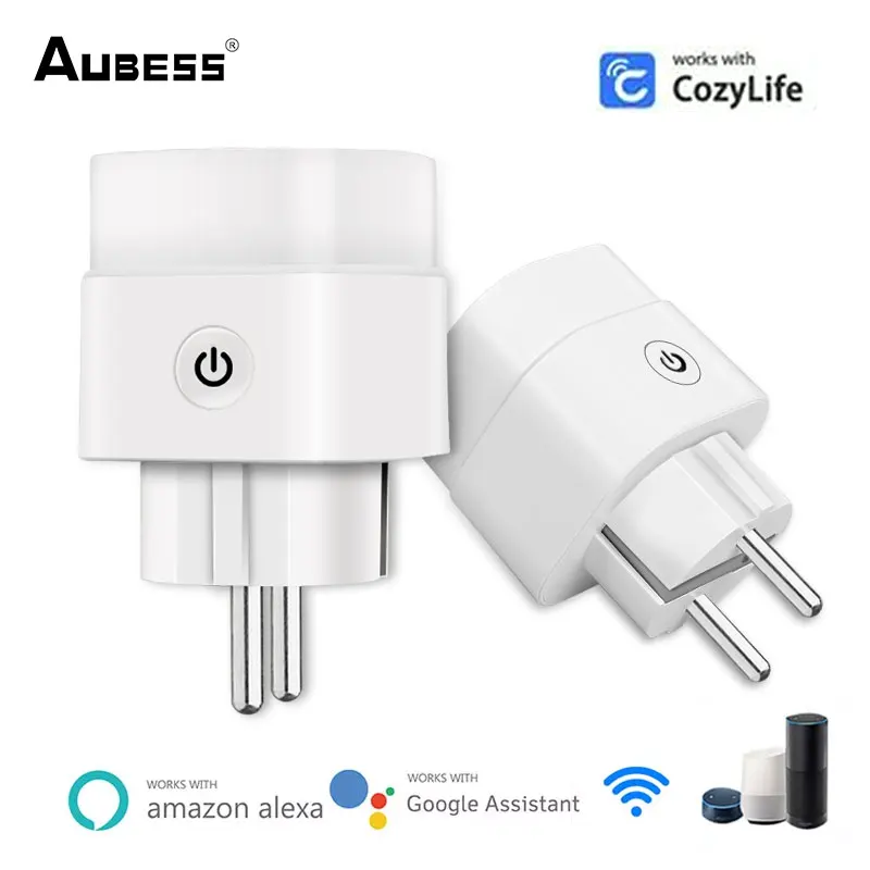

Беспроводная розетка с таймером AUBESS, 16 А, европейская вилка, Wi-Fi, умная розетка с голосовым управлением, домашняя противопожарная розетка для ПК, умная розетка