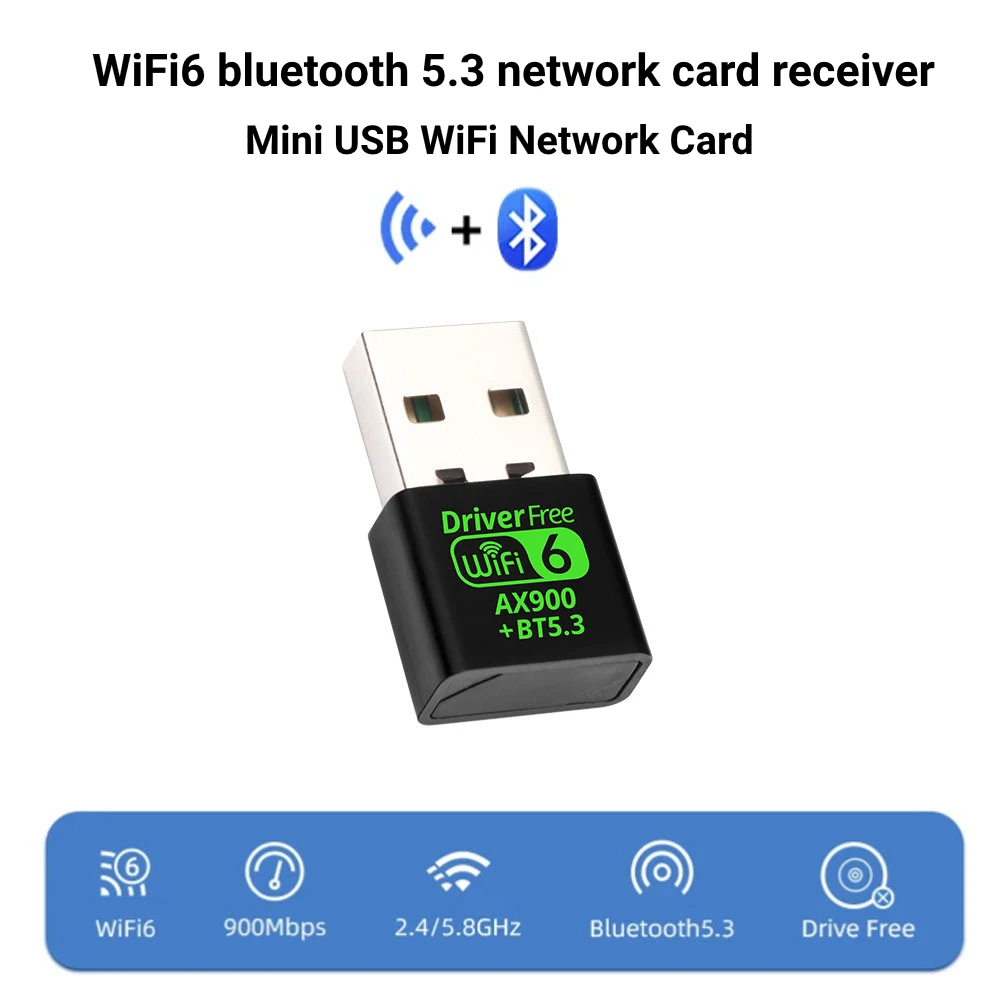 AX900 USB WiFi 6 Bluetooth 5.3 Adapter 2in1 Dongle Dual Band 2.4G&5GHz USB Network Wireless Wlan Receiver For Win 10/11