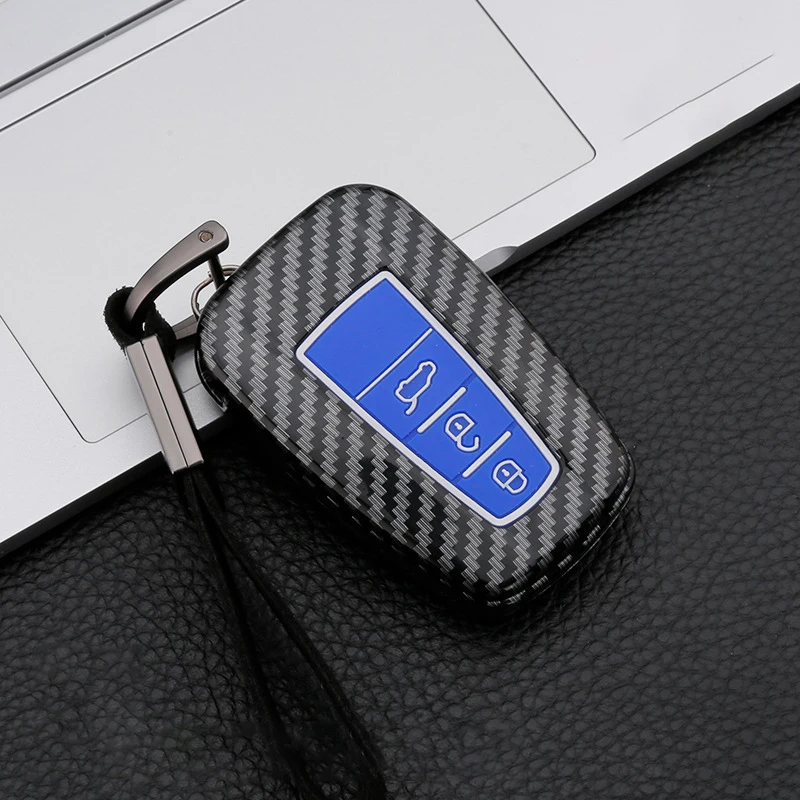 

Carbon Fiber Car Key Cover Case For Toyota C-HR CHR RAV4 RAV 4 Corolla Camry Avalon Land Cruiser Prado Prius 2019 2020 2021 2022