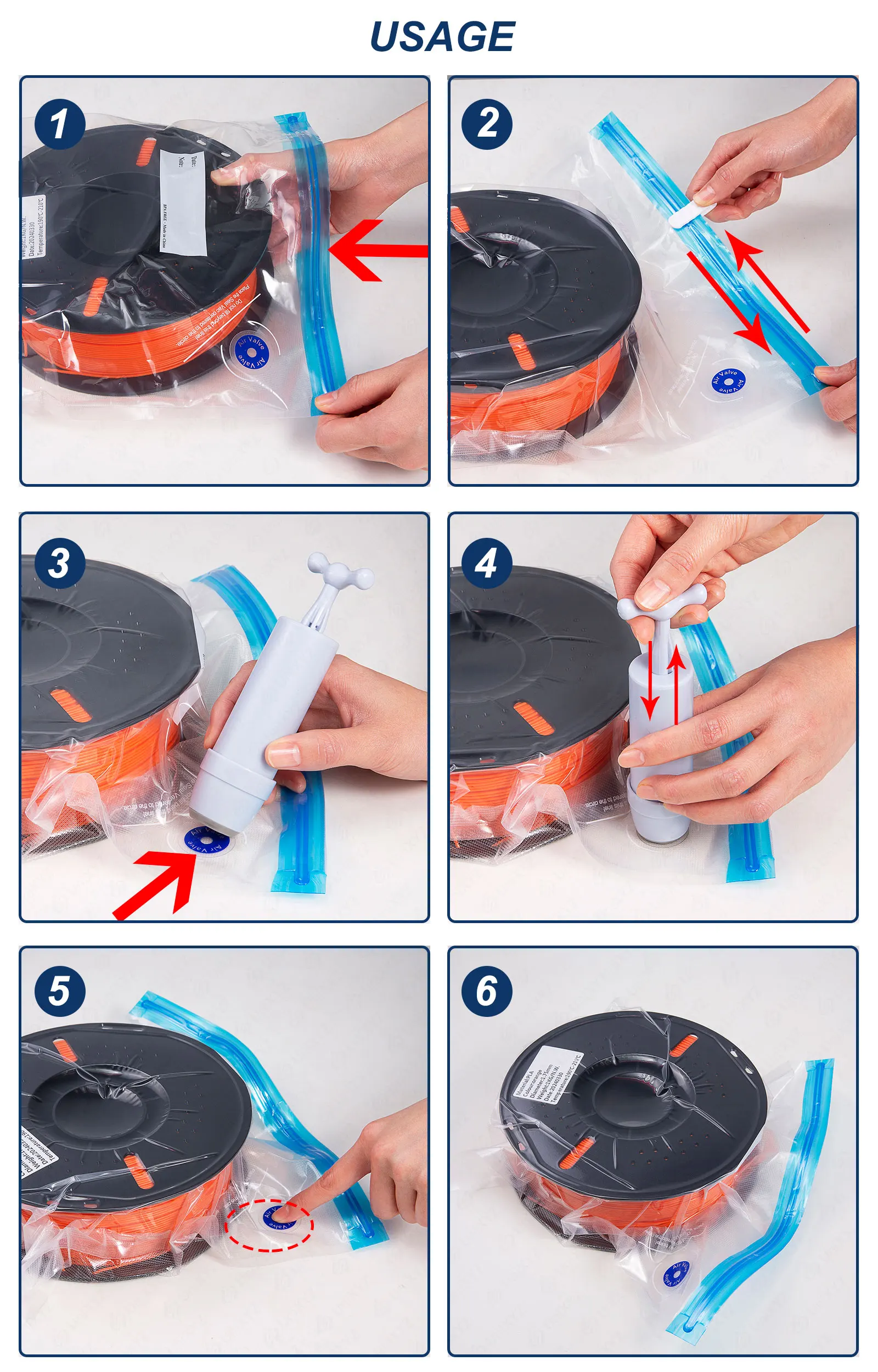 3D Printer Filament Vacuum Storage Bag with Pump - Humidity Resistant Sealing Solution