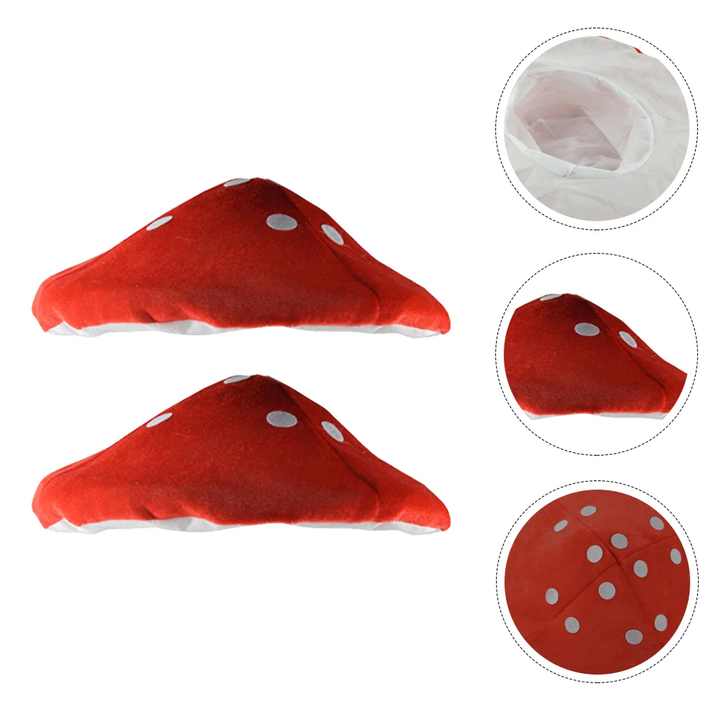 2pcs Decor Mushroom Hats Cartoon Party Costume Hat Kids Mushroom Hat for Party mushroom shaped hats funny red mushroom hats