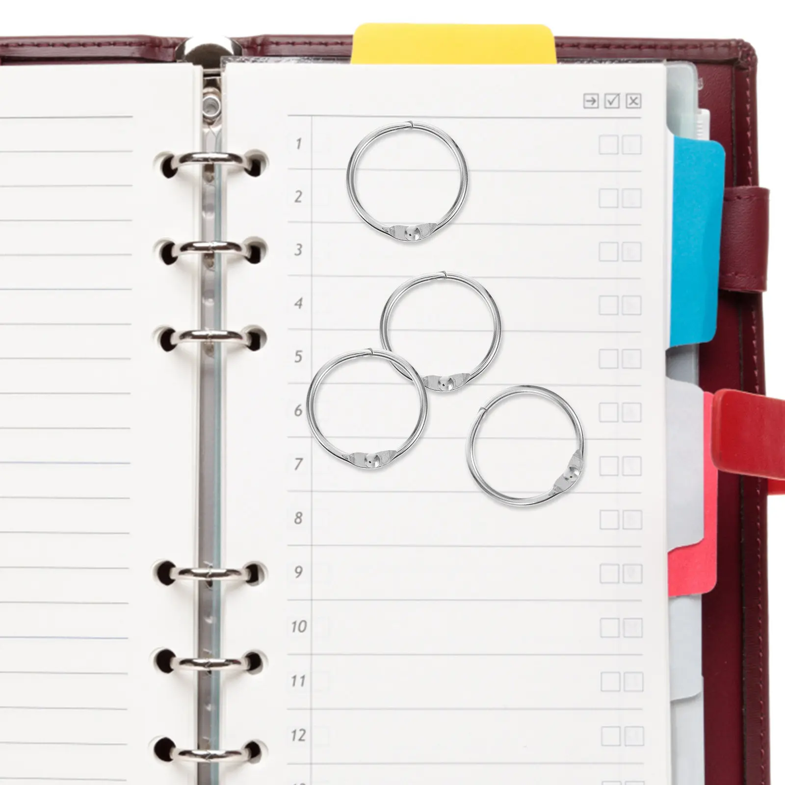 100개 금속 바인더 링 DIY 공예 책 제본, 루즈리프 정리, 스크랩북, 플래시 카드, 키체인 링, 바인더 용품