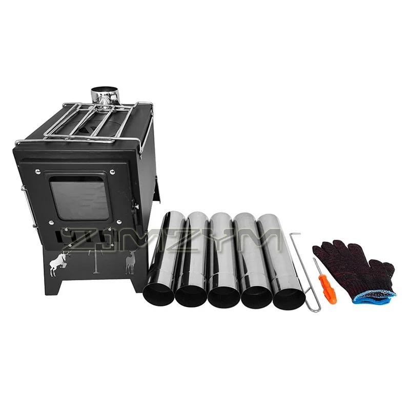 Fornello Da Tendina A Legna Portatile In Acciaio Carbonio – Stufa Da Campeggio Pieghevole 22x22cm